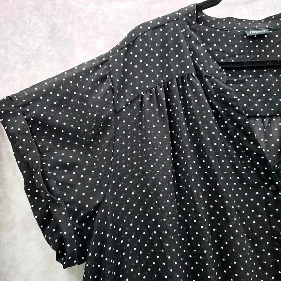 Torrid Black Sheer Polka Dot Blouse Shirt Top Plus Size 3XL - Picture 4 of 6